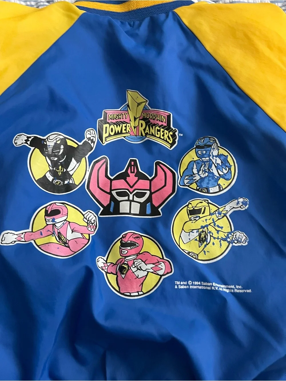 Power Ranger Kids Blue and Yellow Varsity Jacket VINTAGE 90’s